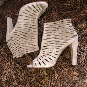 DVF Amazing Tan Suede Cut-out Booties